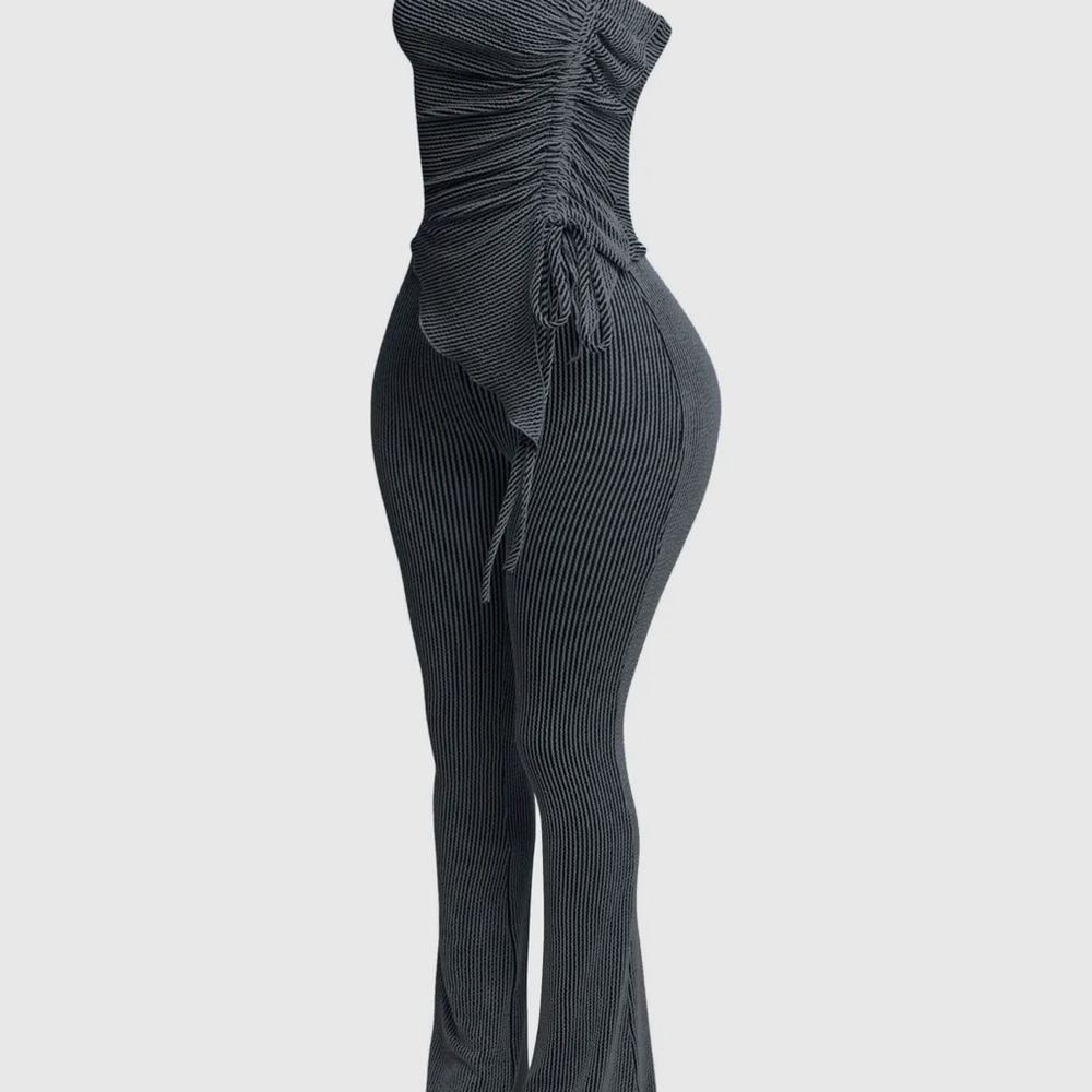 Elegant Black Ruched Jumpsuit
